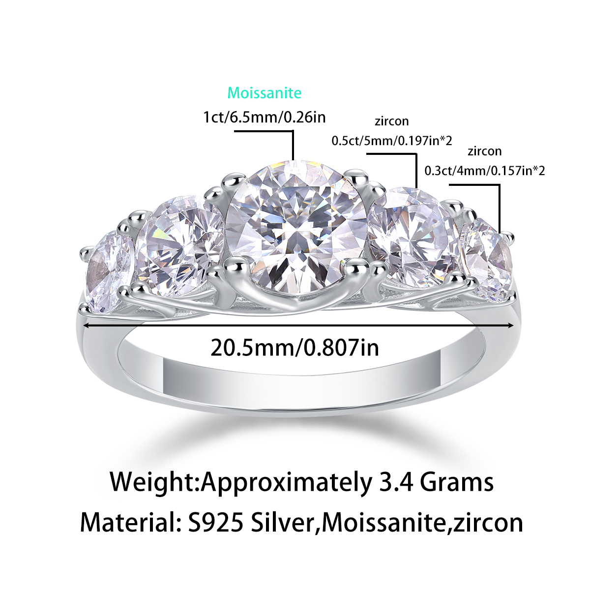 Affection Moissanite 1.0 Ct Round Cut Ring