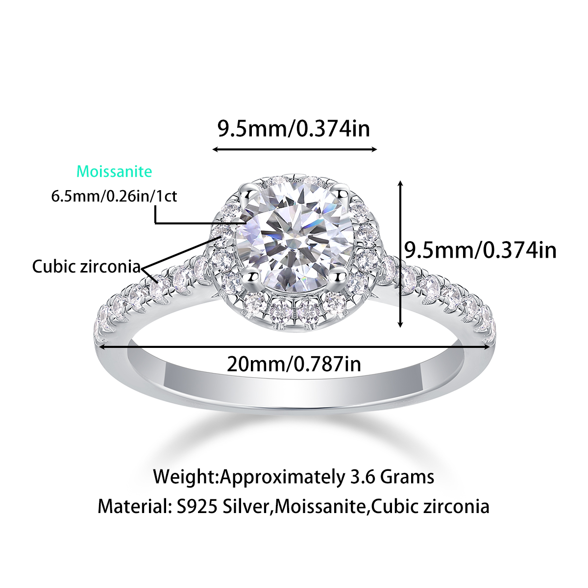 Embrace Moissanite 1.0 Ct Round Cut Ring