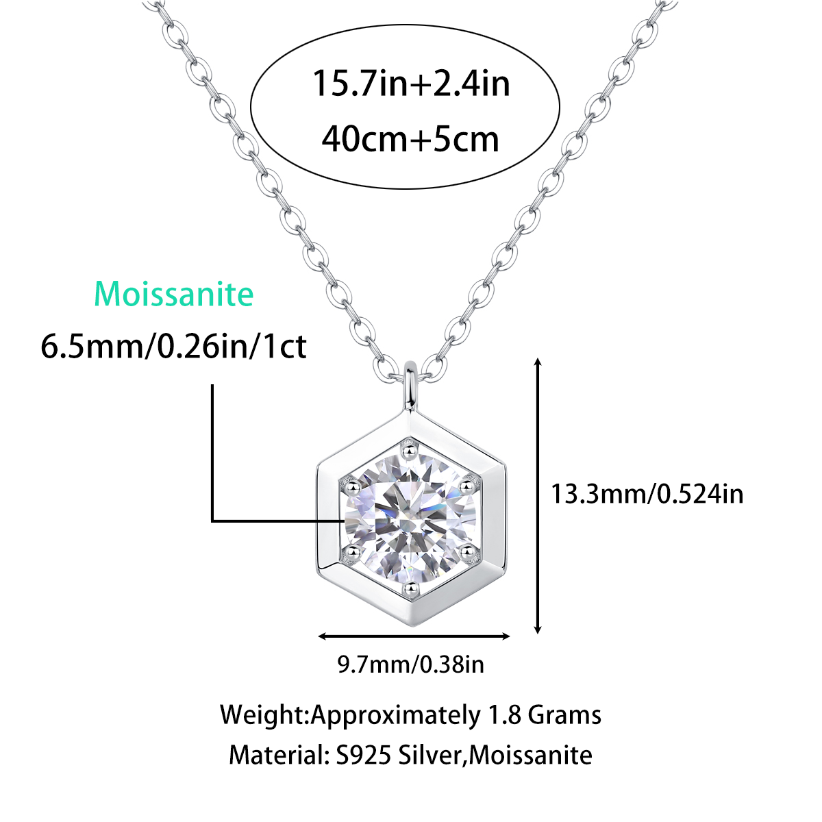 Beauty Of Geometry Moissanite 1.0 Ct Geometric Cut Necklace