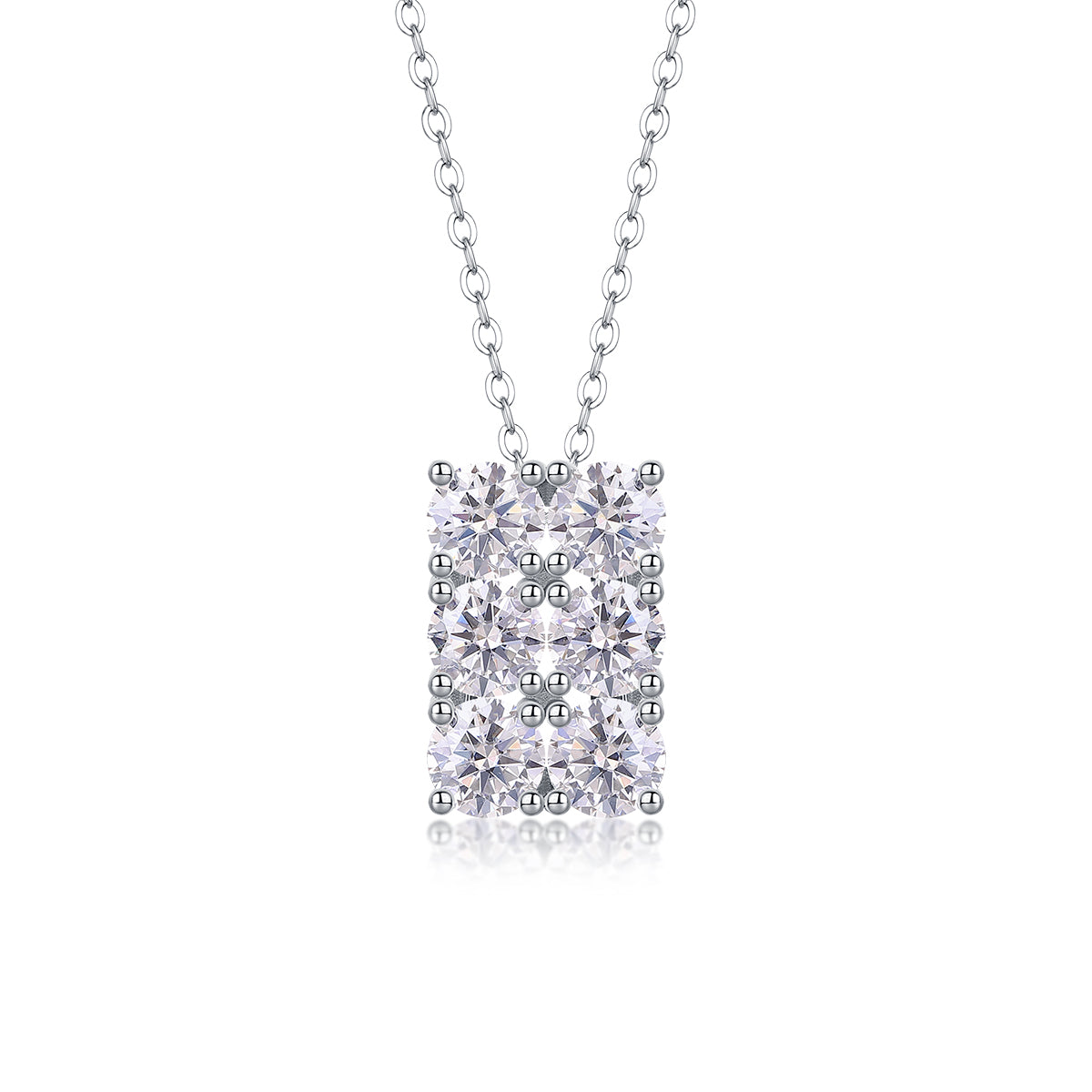 Hexagon Moissanite 1.8 Ct Round Cut Necklace