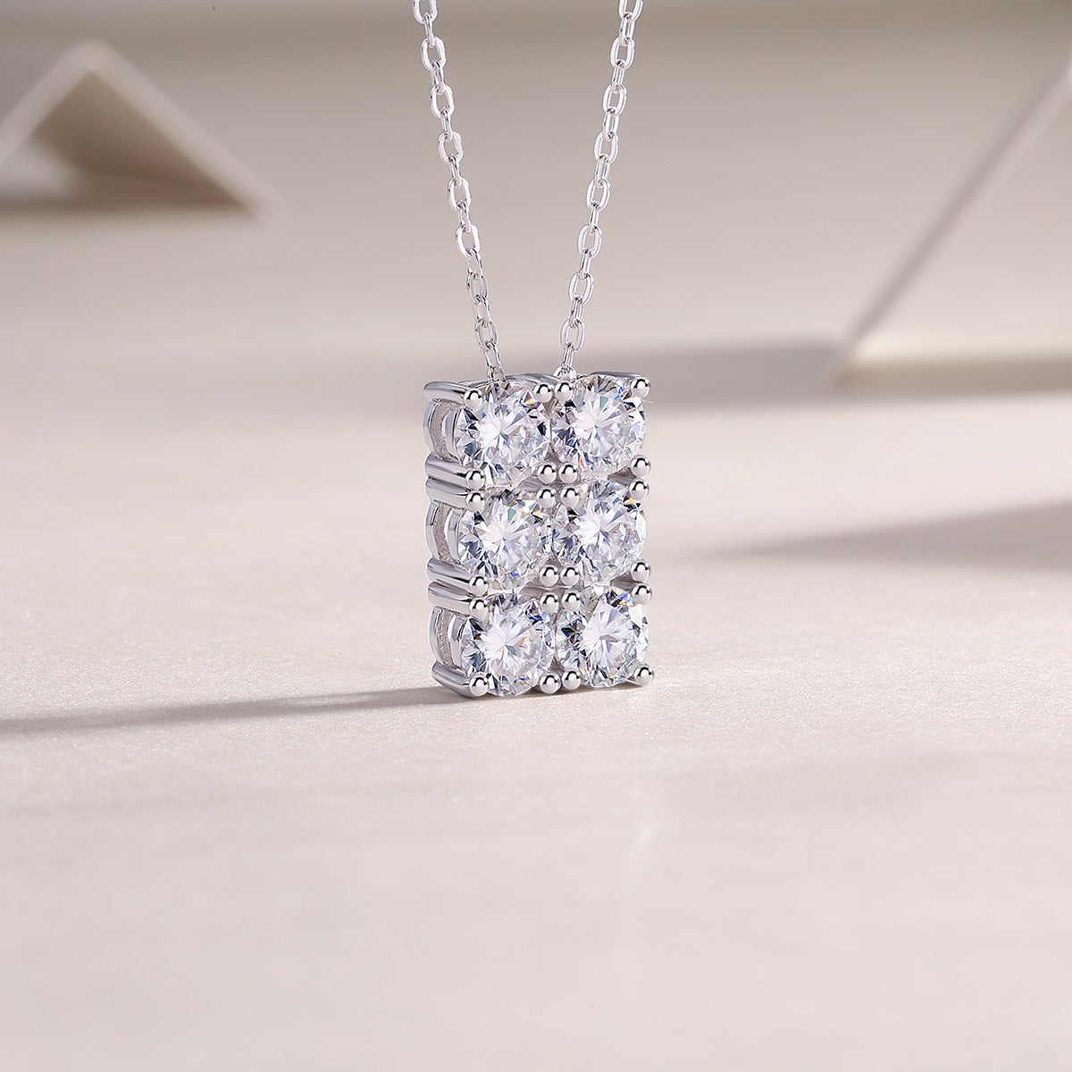 Hexagon Moissanite 1.8 Ct Round Cut Necklace