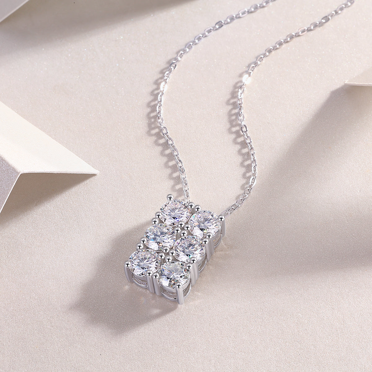 Hexagon Moissanite 1.8 Ct Round Cut Necklace