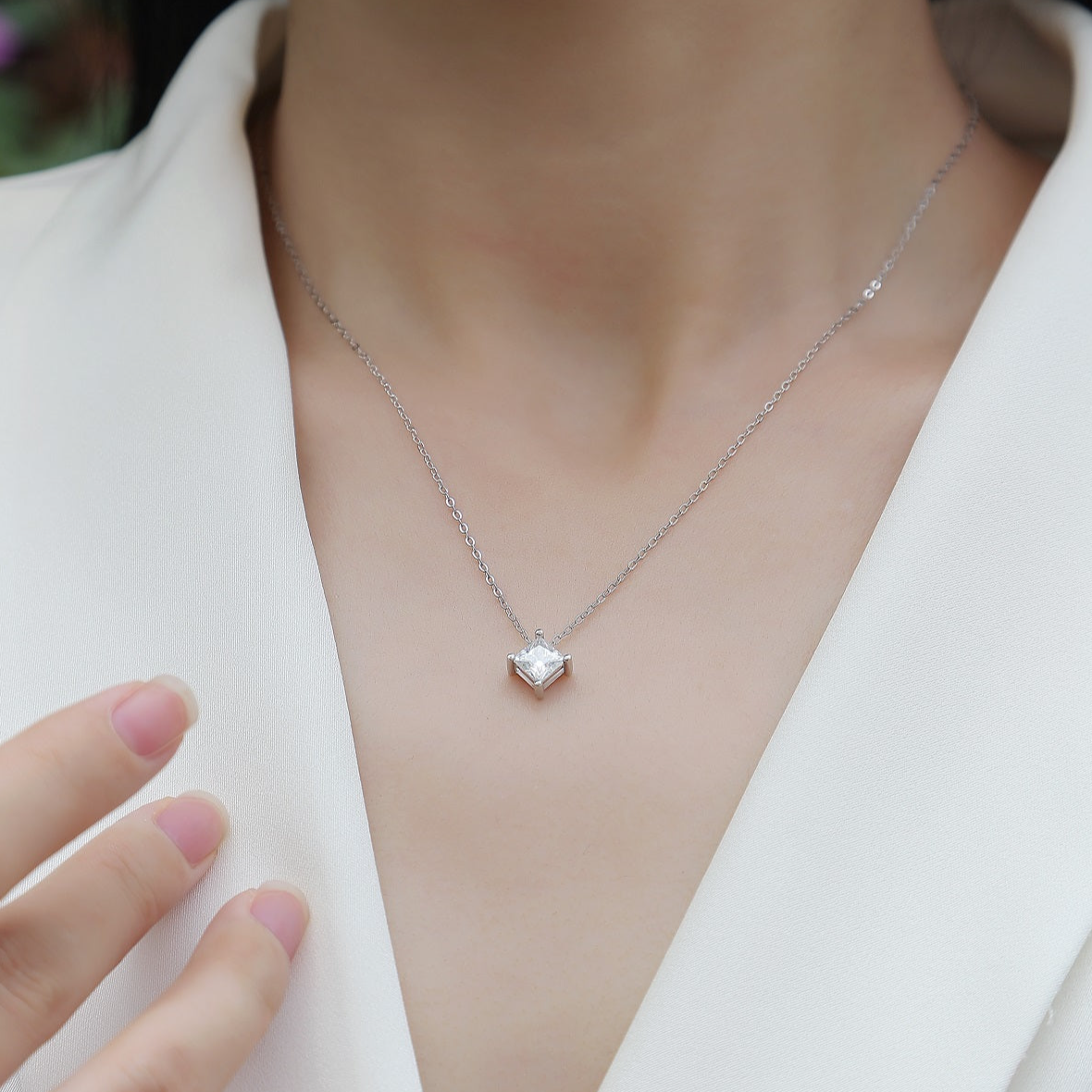 Companionship Moissanite 0.9 Ct Cushion Cut Necklace
