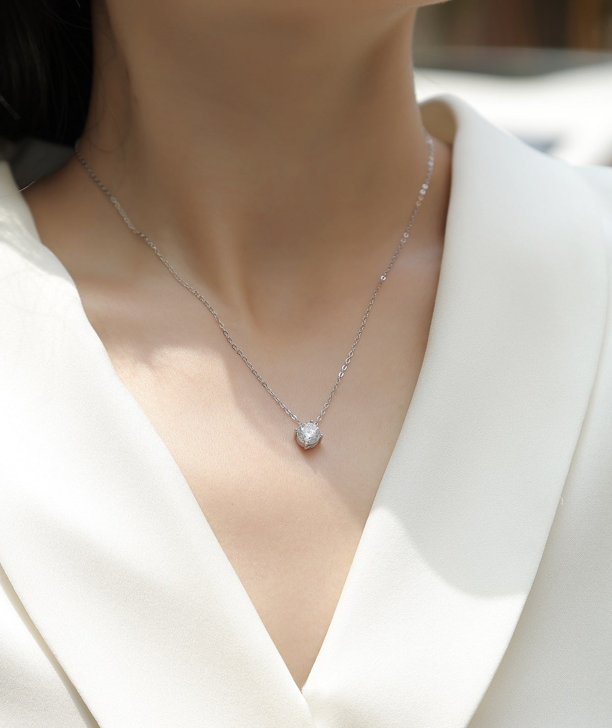 Sincerity Moissanite 1.0 Ct Round Cut Necklace