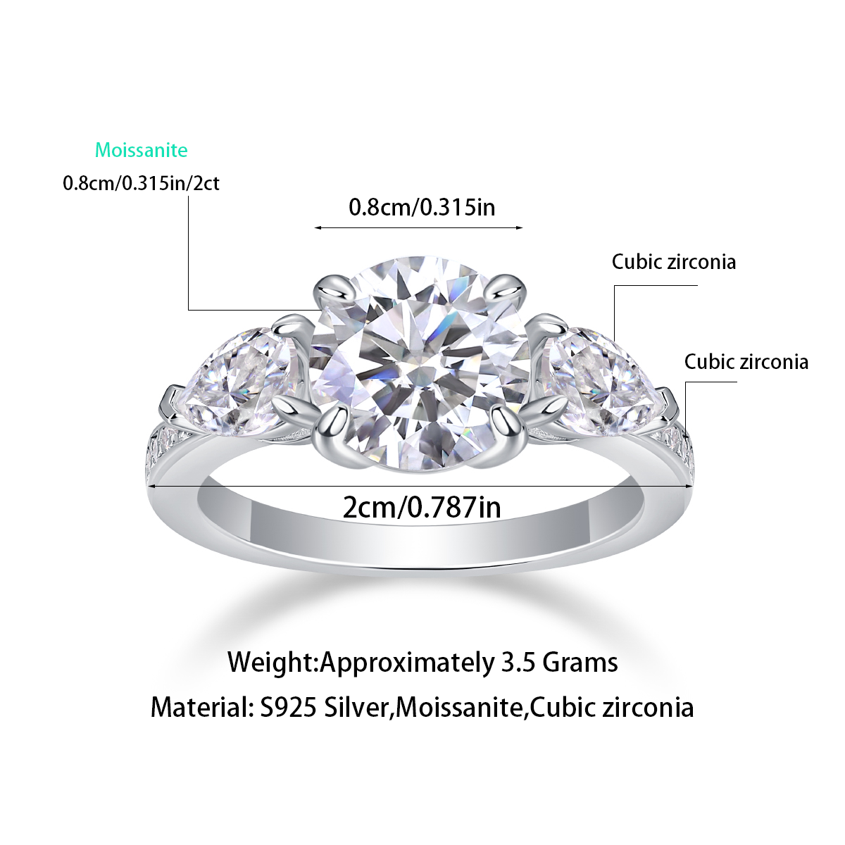 Hand In Hand Moissanite 1.26 Ct Round Cut Ring