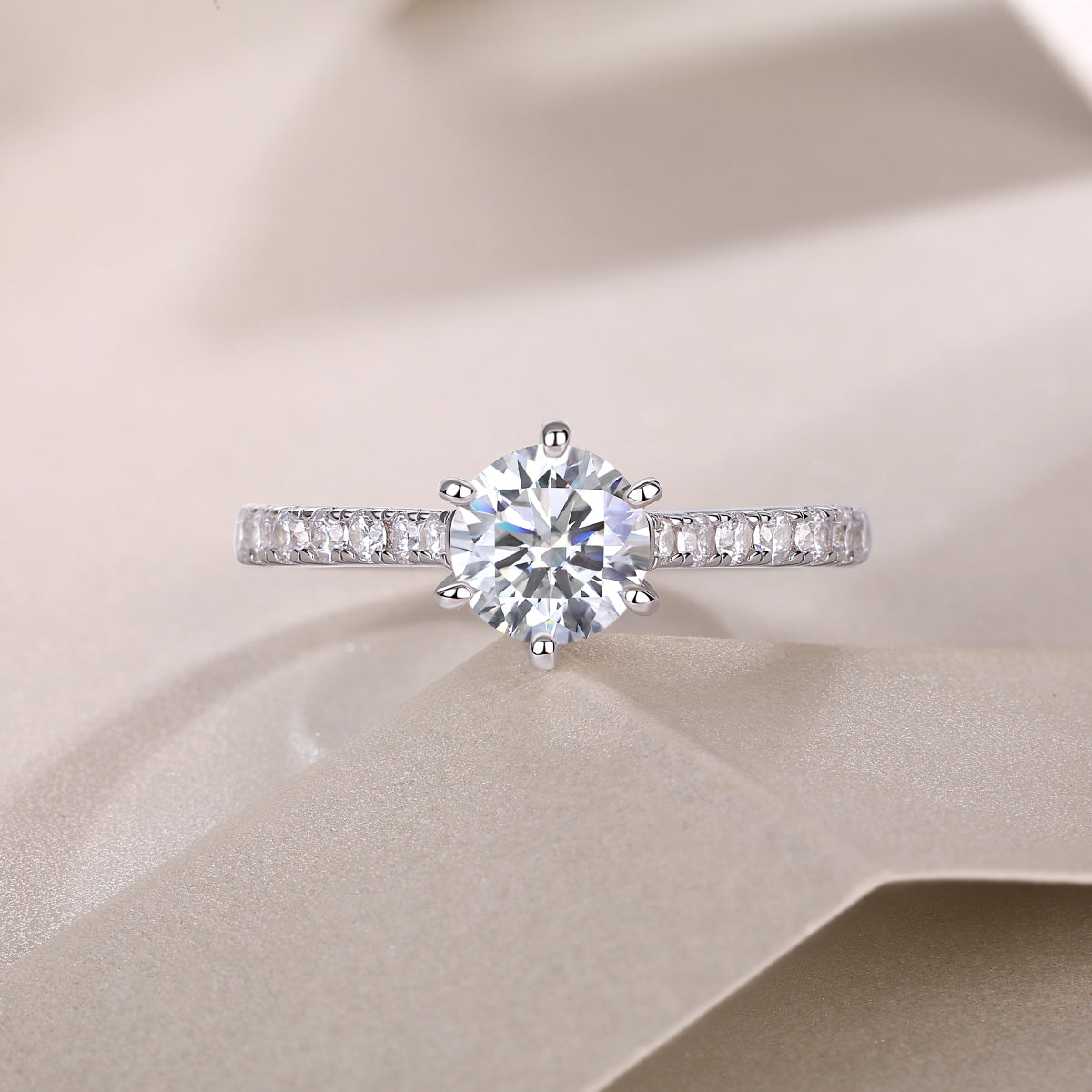 Moonlight Moissanite 1.0 Ct Round Cut Ring