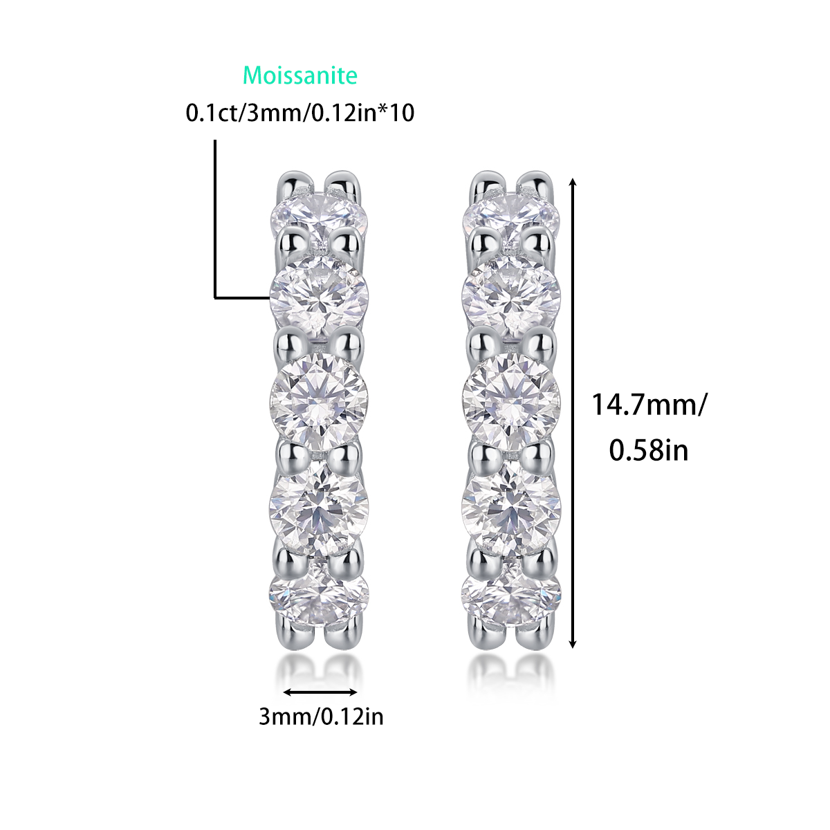 Dawn Moissanite 1.0 Ct Round Cut Earrings