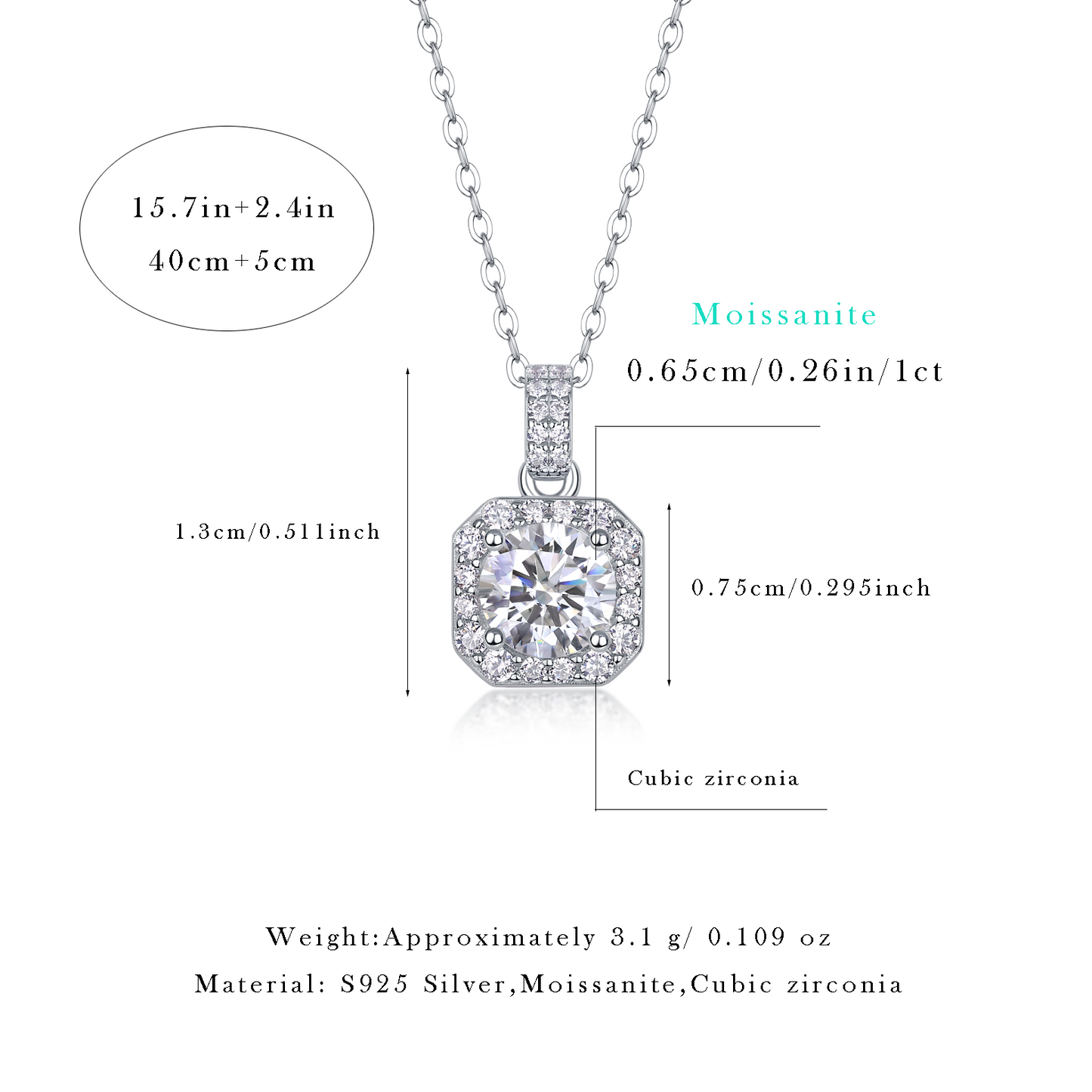 Starlight Moissanite 1.0 Ct Round Cut Necklace