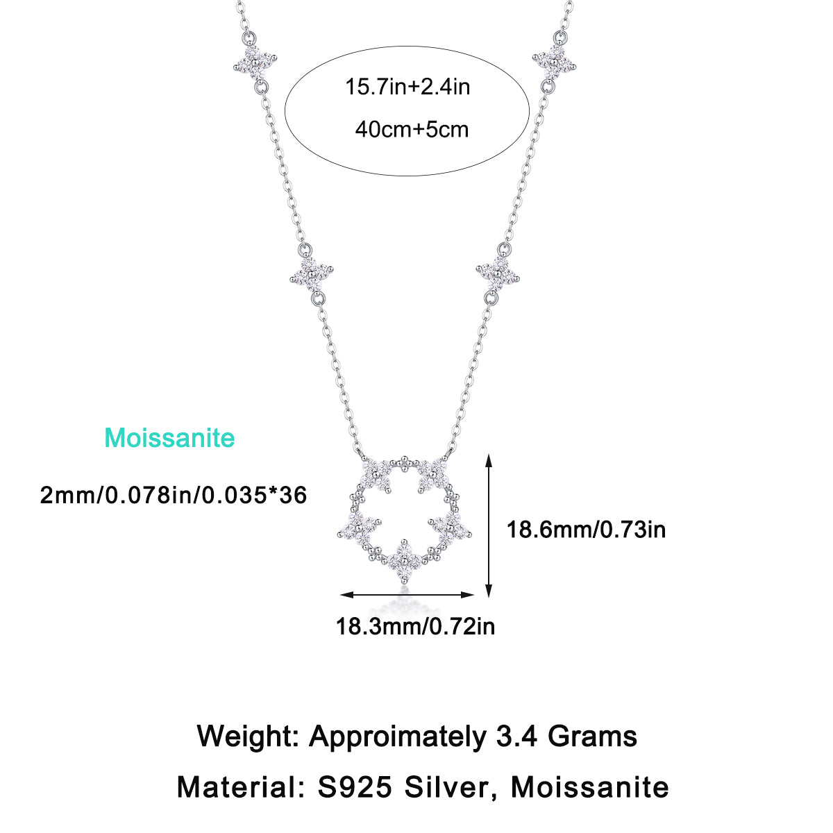 Luky Star Moissanite 1.26 Ct Round Cut Necklace