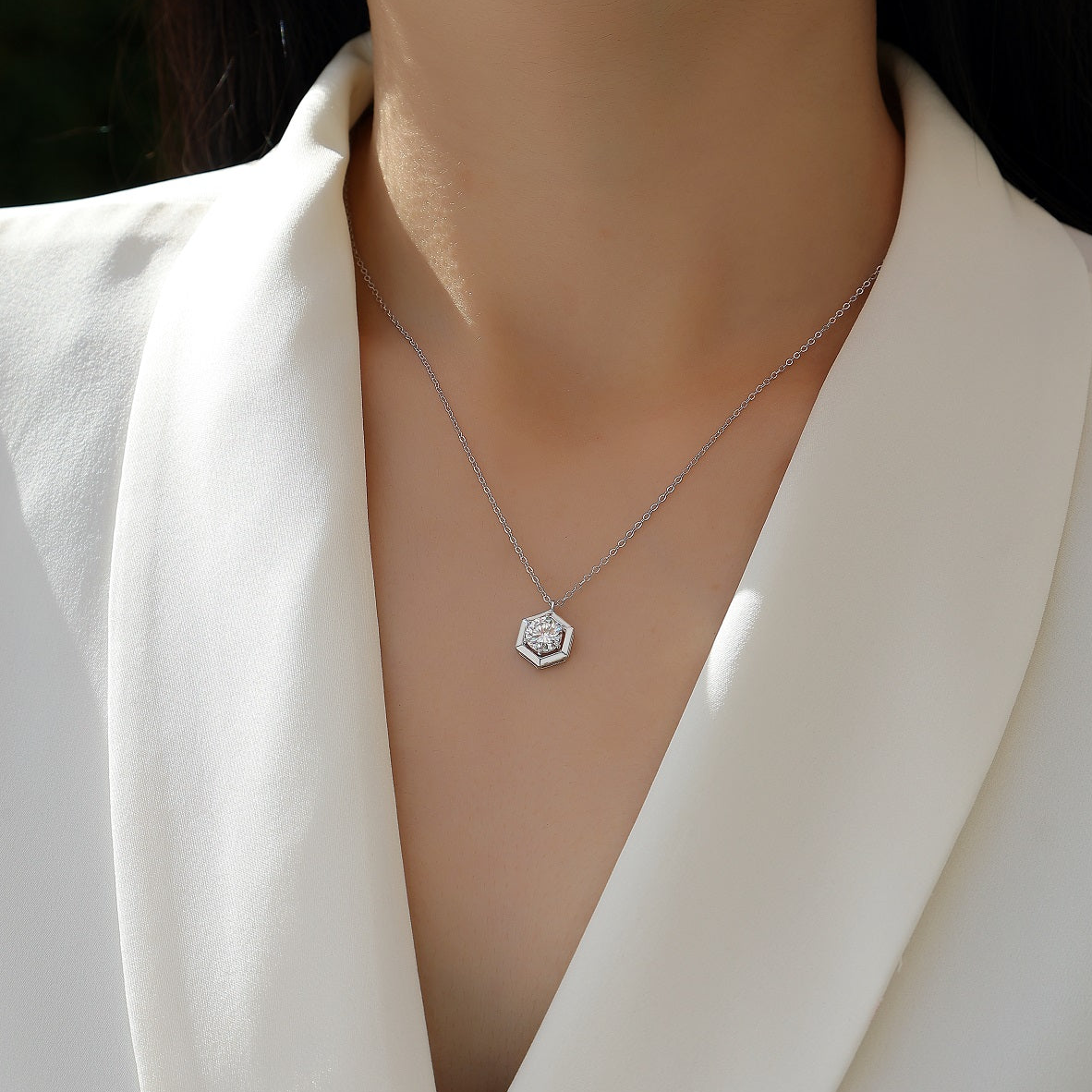 Beauty Of Geometry Moissanite 1.0 Ct Geometric Cut Necklace