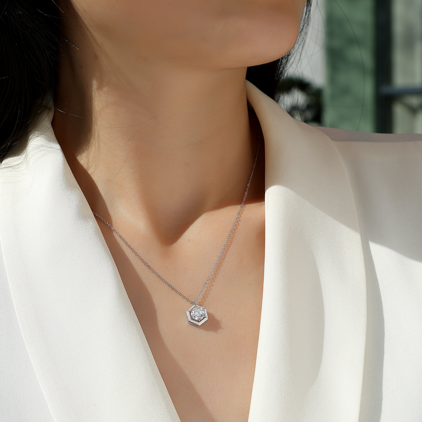 Beauty Of Geometry Moissanite 1.0 Ct Geometric Cut Necklace