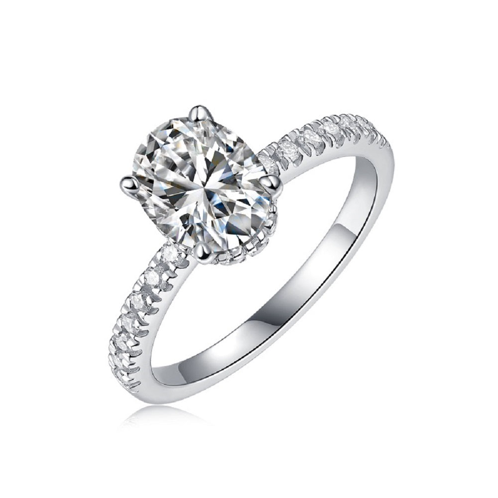 Cinderella  Moissanite 2.0 Ct  Oval Cut  Ring