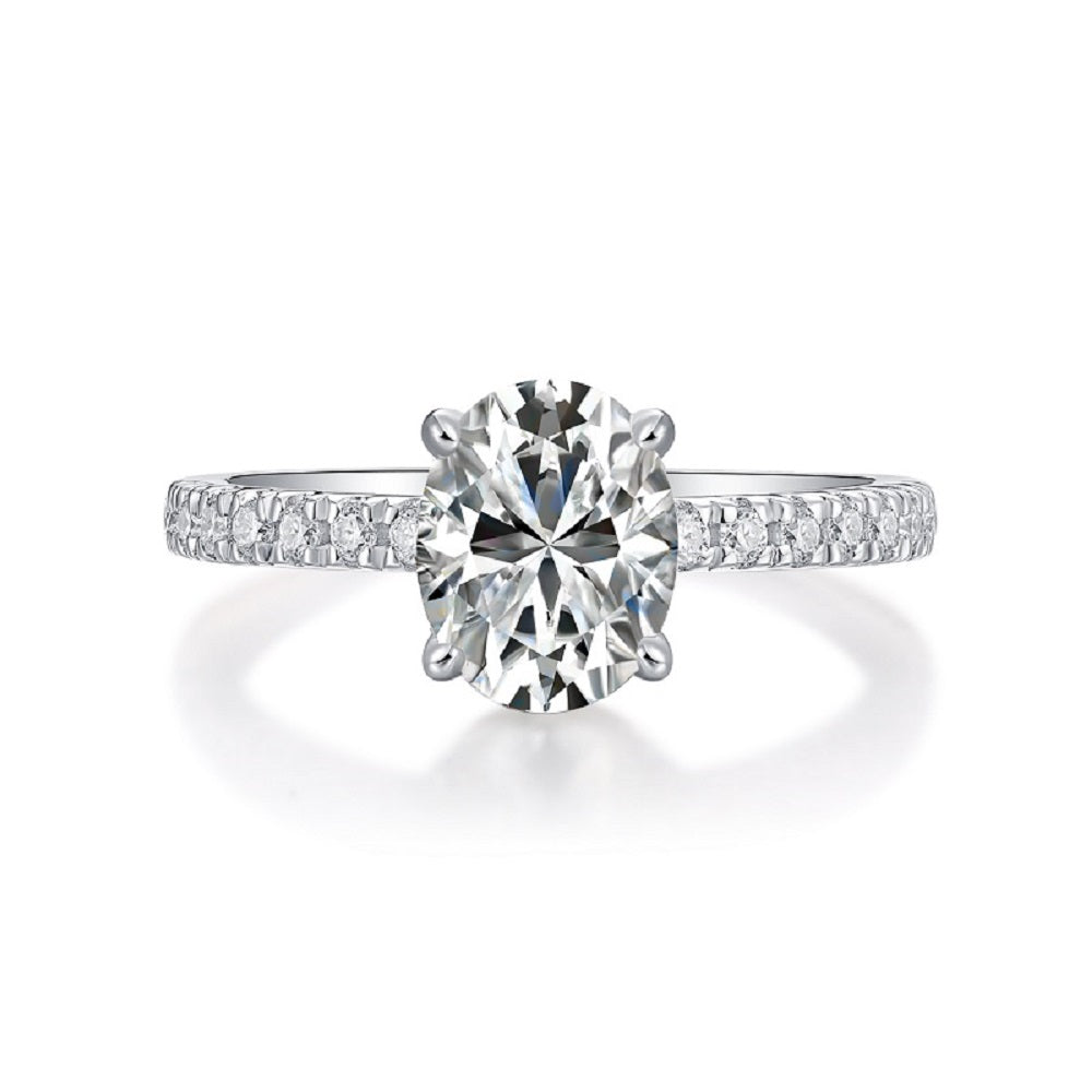 Cinderella  Moissanite 2.0 Ct  Oval Cut  Ring