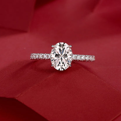 Cinderella  Moissanite 2.0 Ct  Oval Cut  Ring