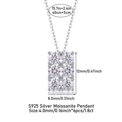 Hexagon Moissanite 1.8 Ct Round Cut Necklace