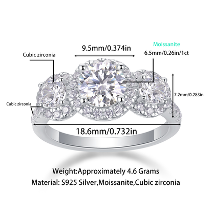 Fireworks Moissanite 1.0 Ct Round Cut Ring