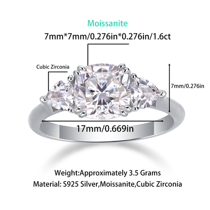 Guardian Moissanite 1.6 Ct Cushion Cut  Ring