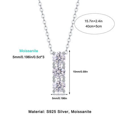 Distinguished Charm Moissanite 1.5 Ct Round Cut Necklace