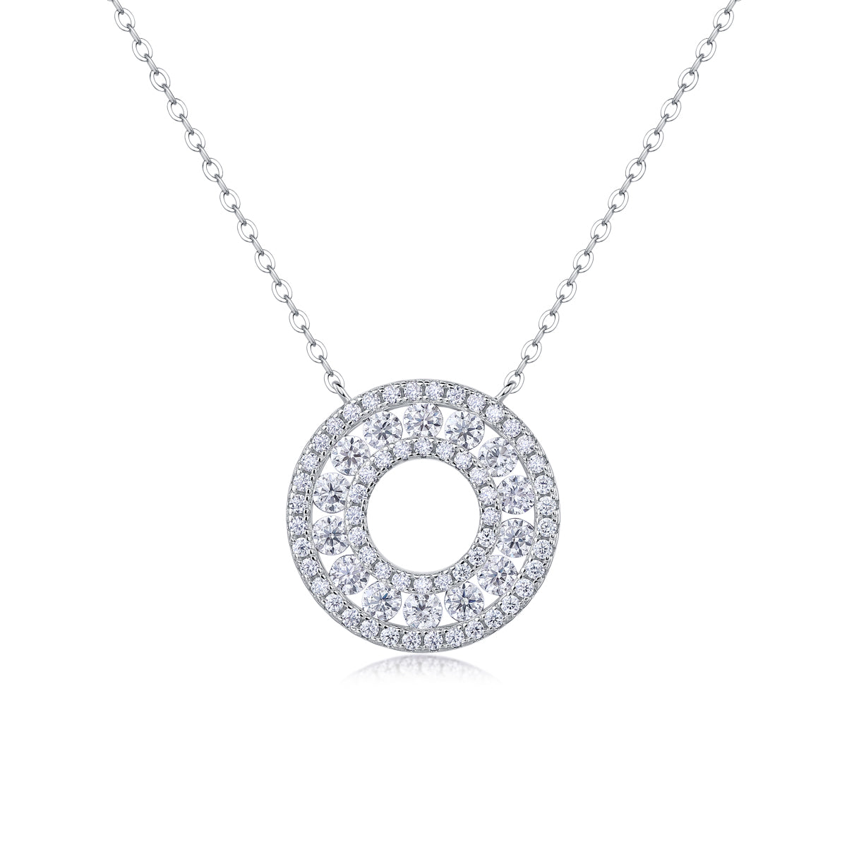 Reciprocating Pendant Moissanite 1.4 Ct Round Cut Necklace