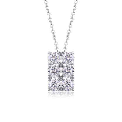Hexagon Moissanite 1.8 Ct Round Cut Necklace
