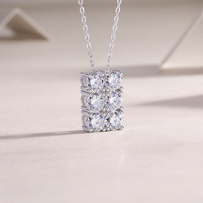 Hexagon Moissanite 1.8 Ct Round Cut Necklace