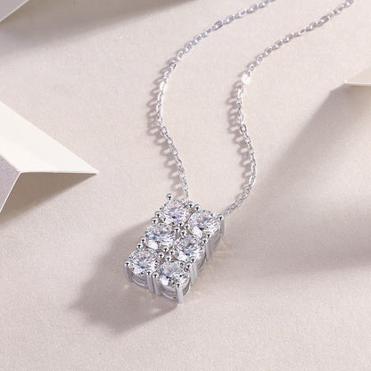 Hexagon Moissanite 1.8 Ct Round Cut Necklace