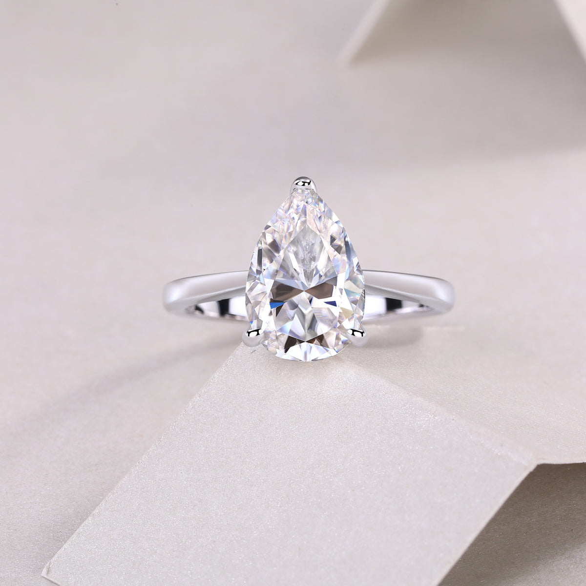 Simplest Moissanite 2.5Ct Pear Cut Ring