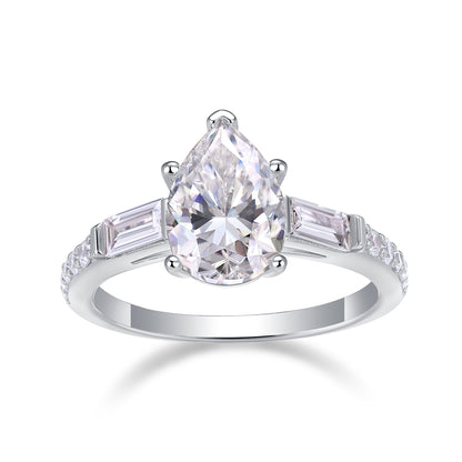 Moonlight Moissanite 1.5 Ct Pear Cut Ring