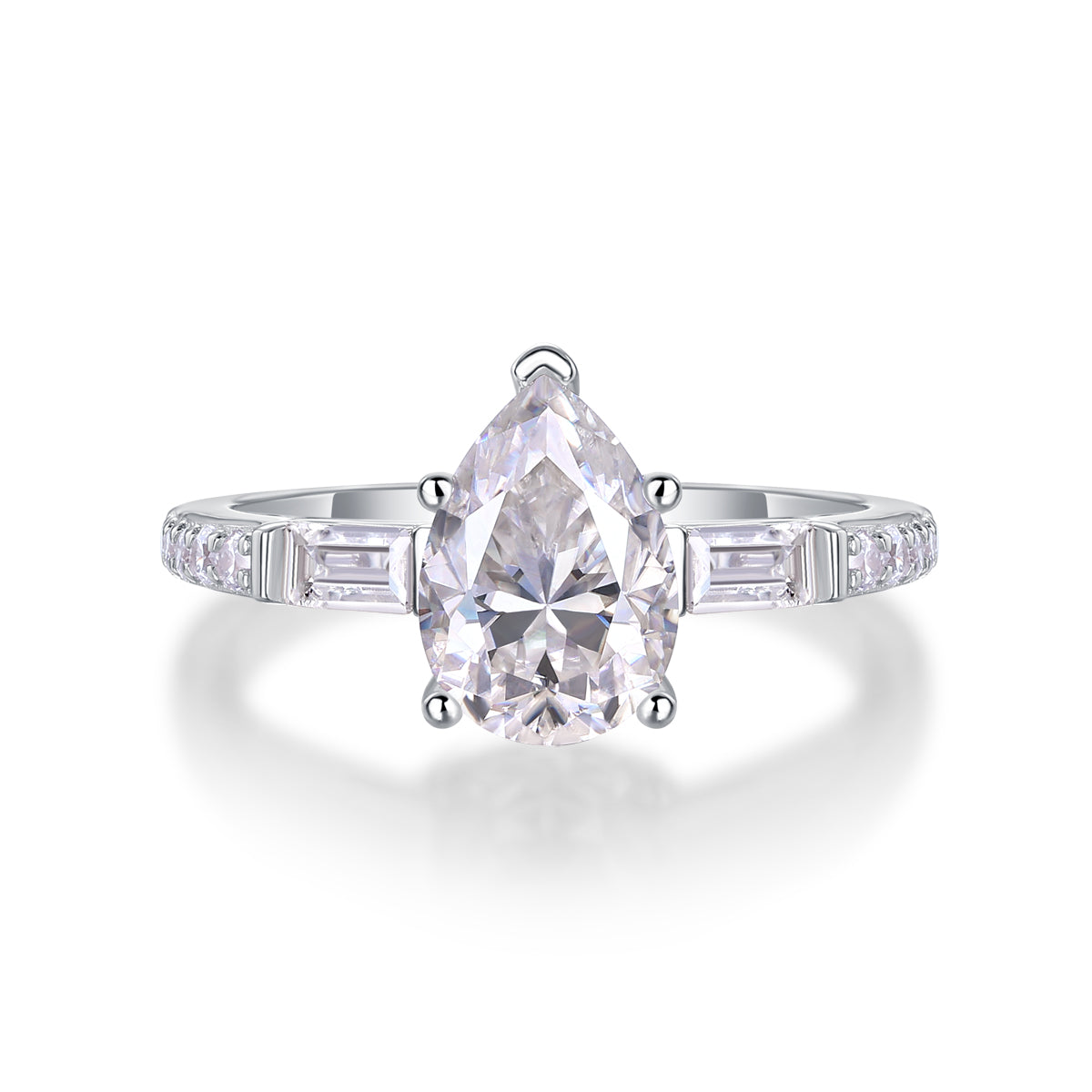 Moonlight Moissanite 1.5 Ct Pear Cut Ring