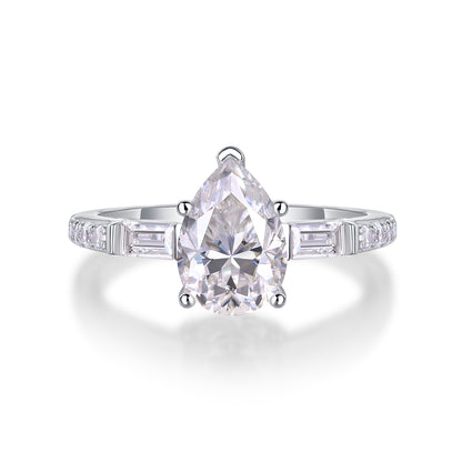 Moonlight Moissanite 1.5 Ct Pear Cut Ring