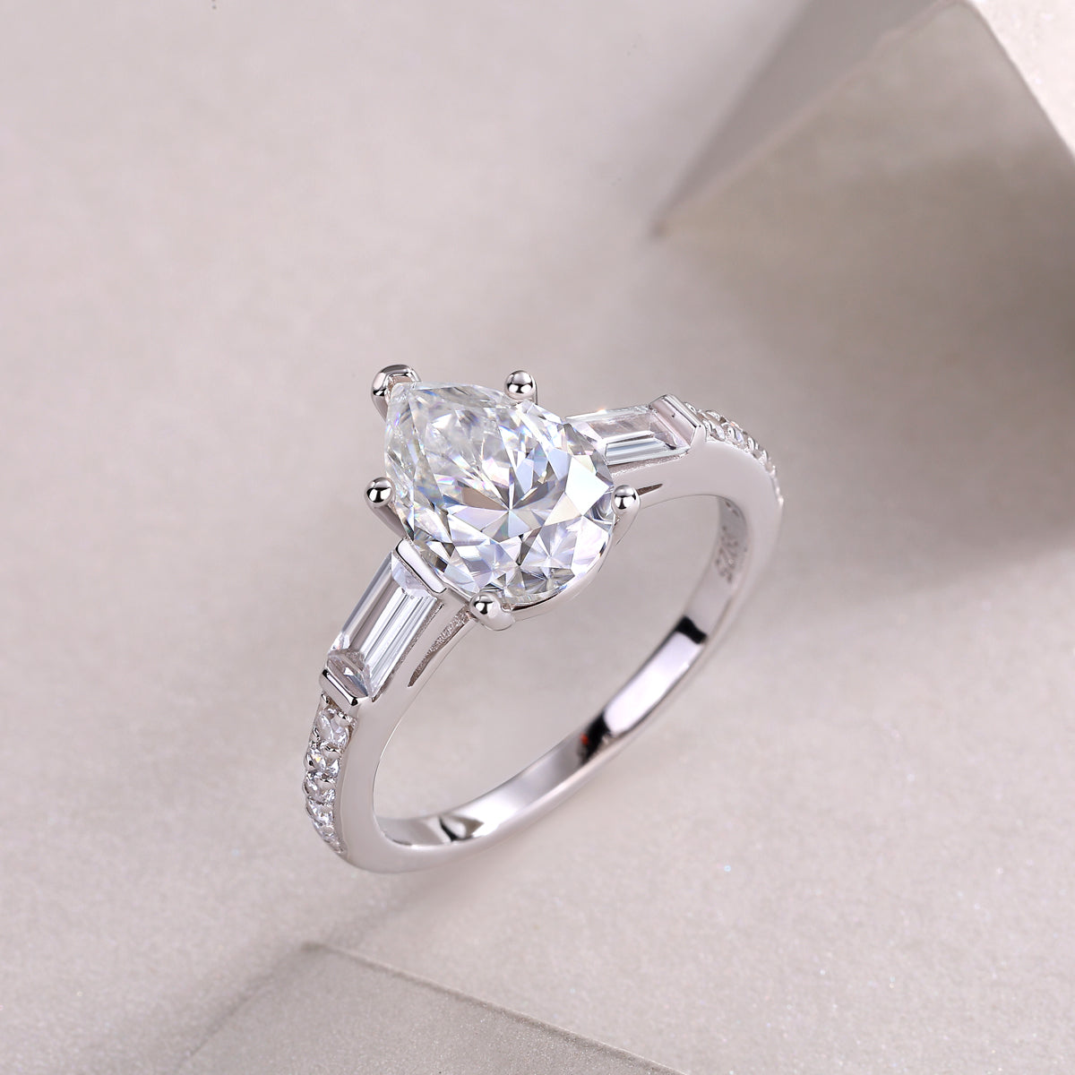 Moonlight Moissanite 1.5 Ct Pear Cut Ring