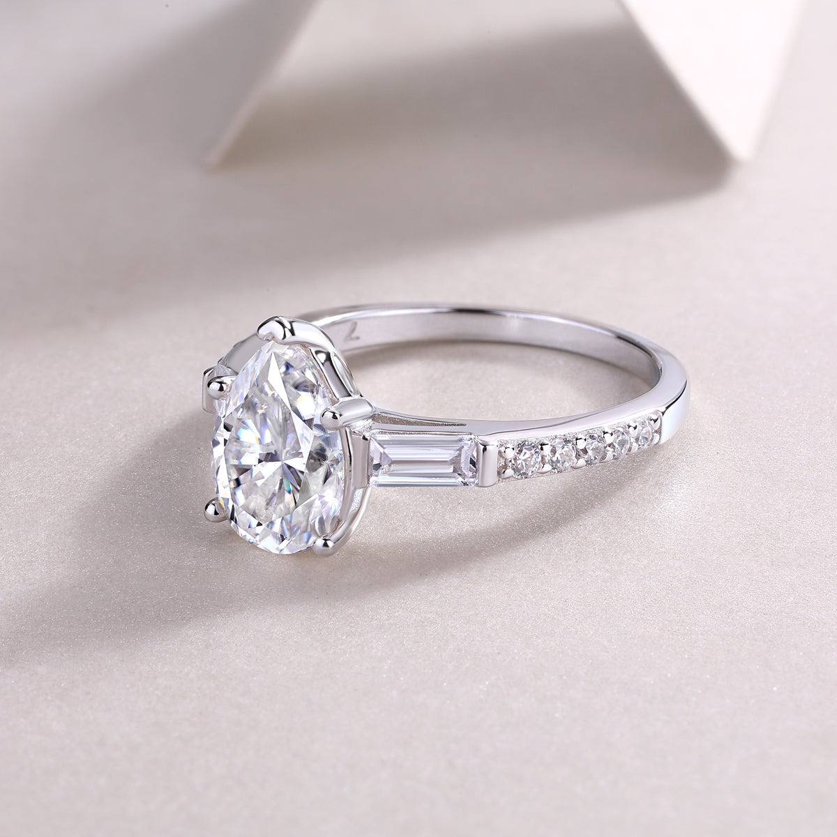 Moonlight Moissanite 1.5 Ct Pear Cut Ring