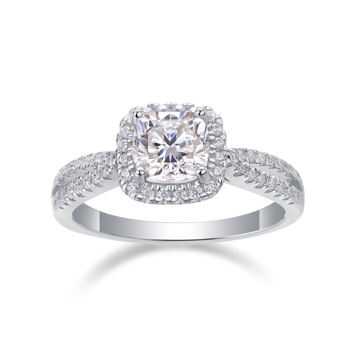 Hearts Intertwined Moissanite 1.1 Ct Cushion Cut Ring