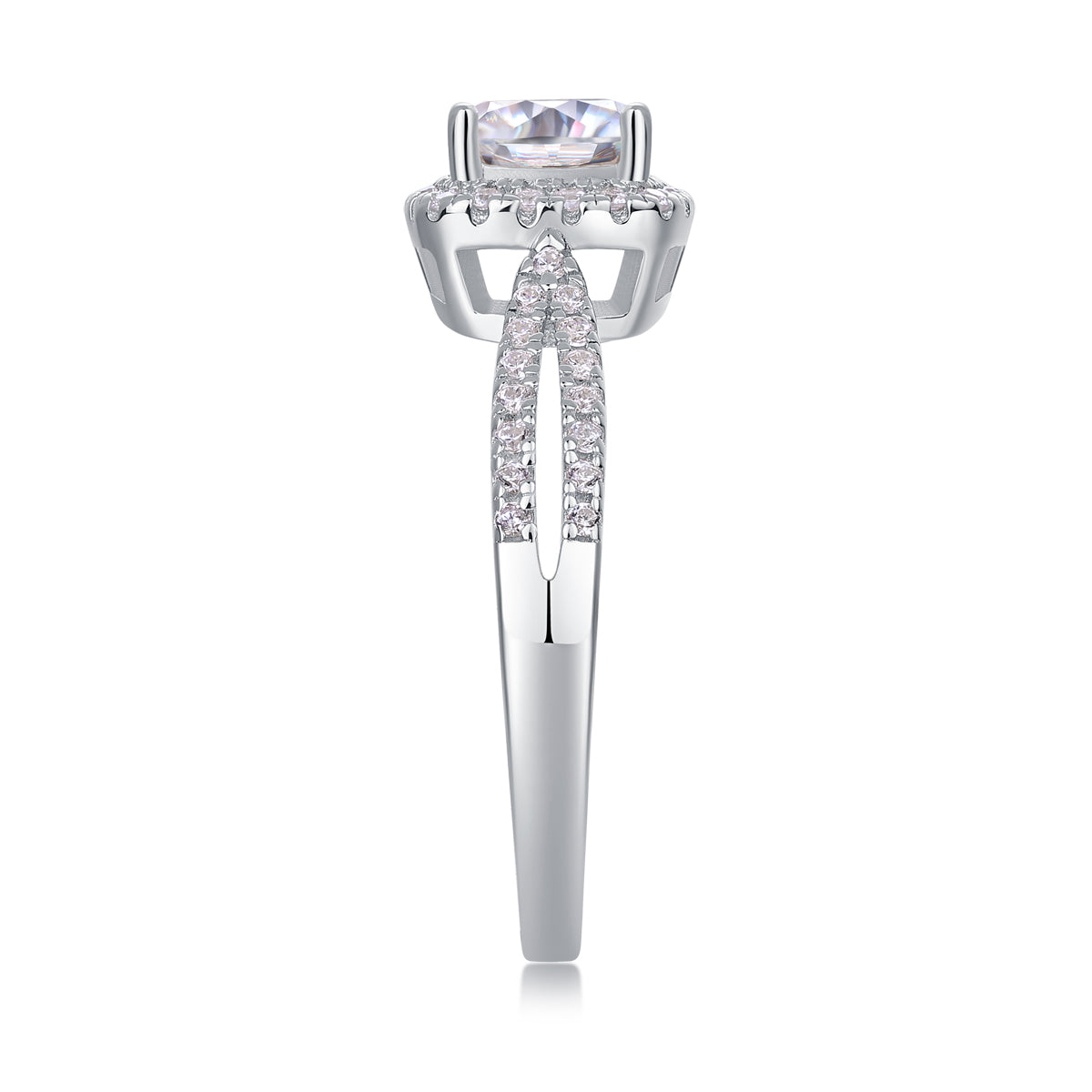 Hearts Intertwined Moissanite 1.1 Ct Cushion Cut Ring