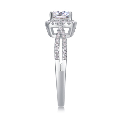 Hearts Intertwined Moissanite 1.1 Ct Cushion Cut Ring