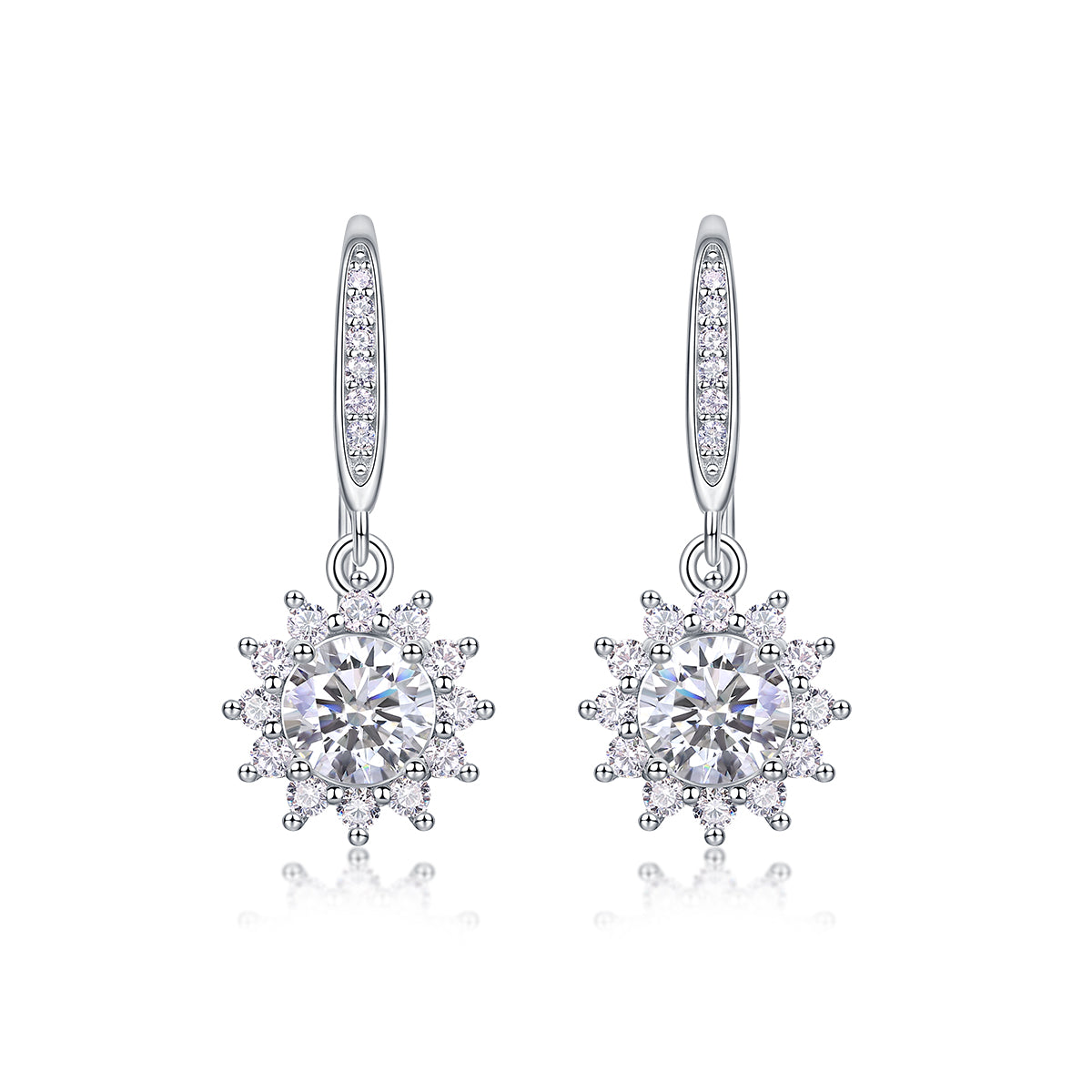 Snowflake Solitaire Moissanite 0.5 Ct Round Cut Earrings