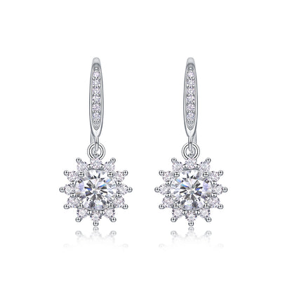 Snowflake Solitaire Moissanite 0.5 Ct Round Cut Earrings