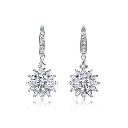 Snowflake Solitaire Moissanite 0.5 Ct Round Cut Earrings