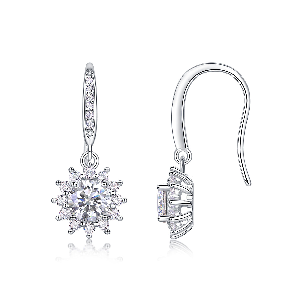 Snowflake Solitaire Moissanite 0.5 Ct Round Cut Earrings