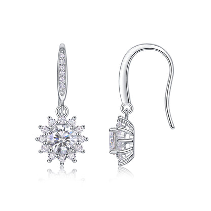 Snowflake Solitaire Moissanite 0.5 Ct Round Cut Earrings