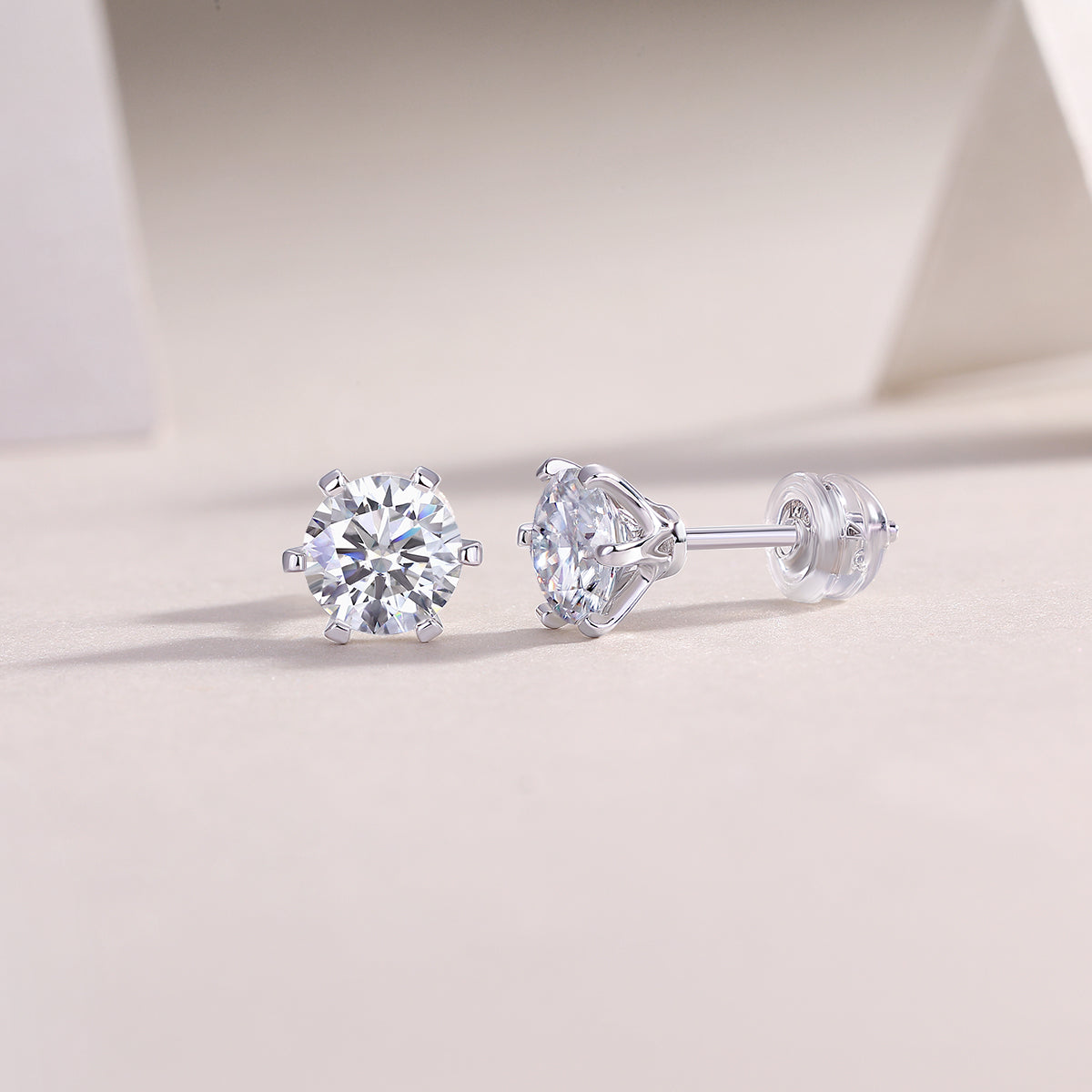 Centric Sparkle Moissanite 1.0 Ct Round Cut Earrings