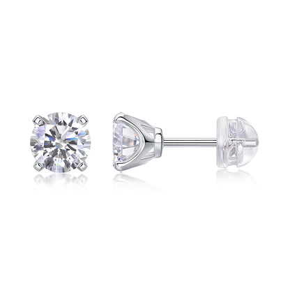 Quadra Luminance Moissanite 1.0 Ct Round Cut Earrings