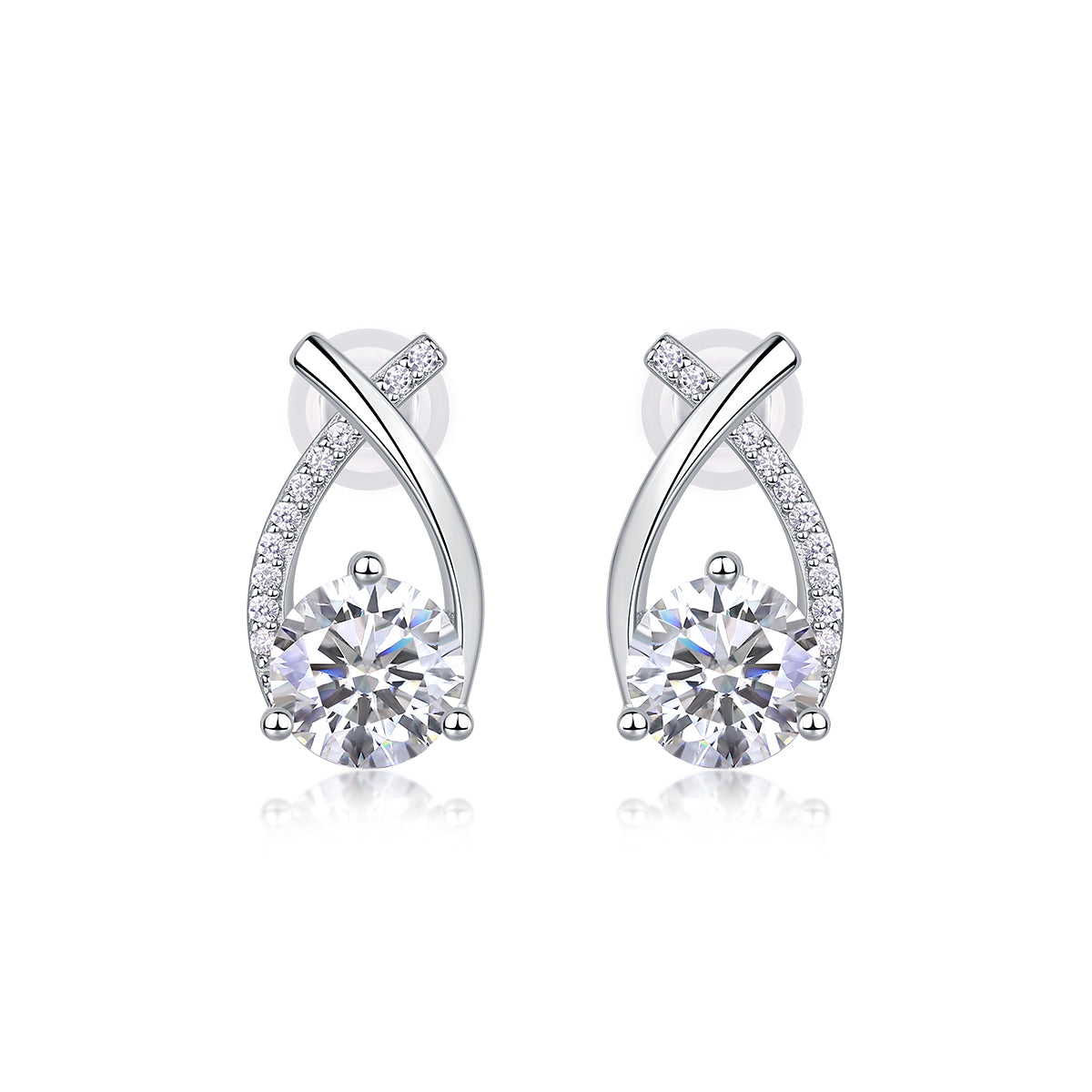 Aqua Splendor Moissanite 1.0 Ct Round Cut Earrings