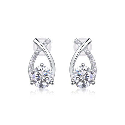 Aqua Splendor Moissanite 1.0 Ct Round Cut Earrings