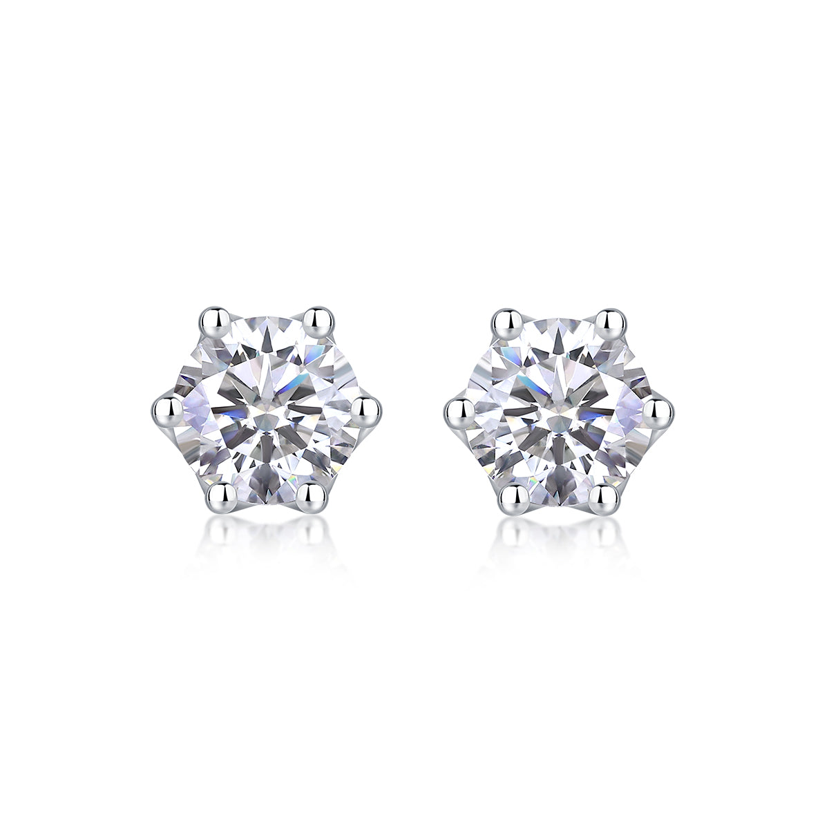 Hexa Brilliance Moissanite 2.0 Ct Round Cut Earrings