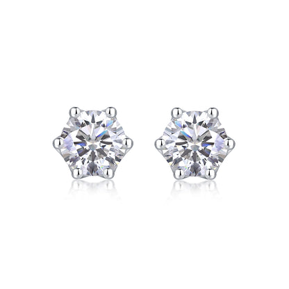 Hexa Brilliance Moissanite 2.0 Ct Round Cut Earrings