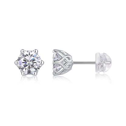 Hexa Brilliance Moissanite 2.0 Ct Round Cut Earrings