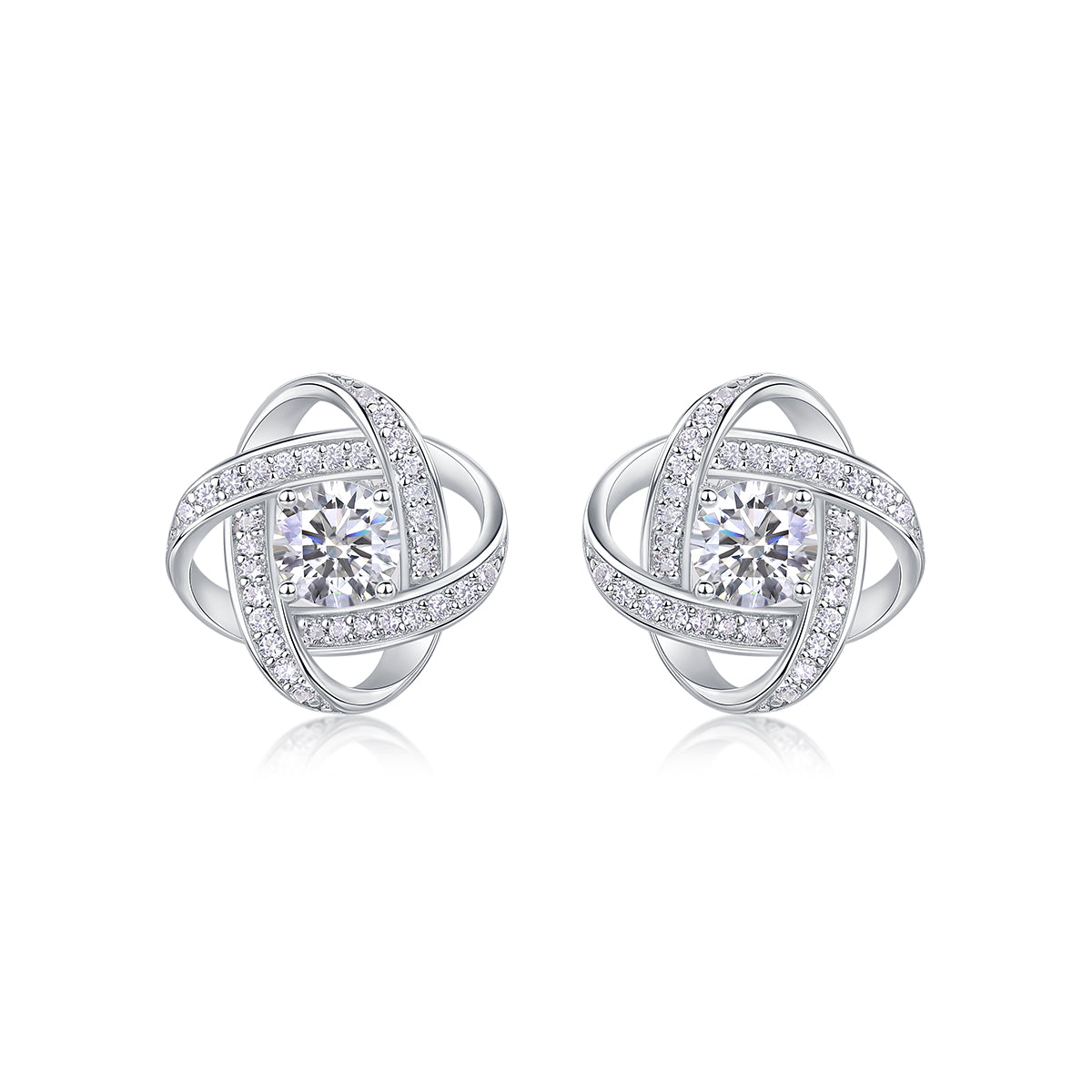 Clover Bliss Moissanite 0.5 Ct Round Cut Earrings