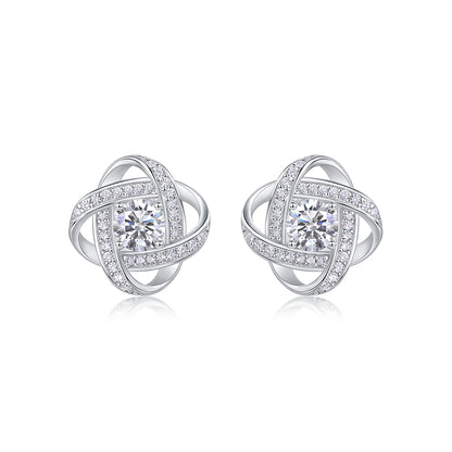 Clover Bliss Moissanite 0.5 Ct Round Cut Earrings