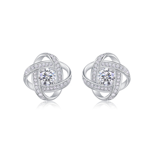 Clover Bliss Moissanite 0.5 Ct Round Cut Earrings